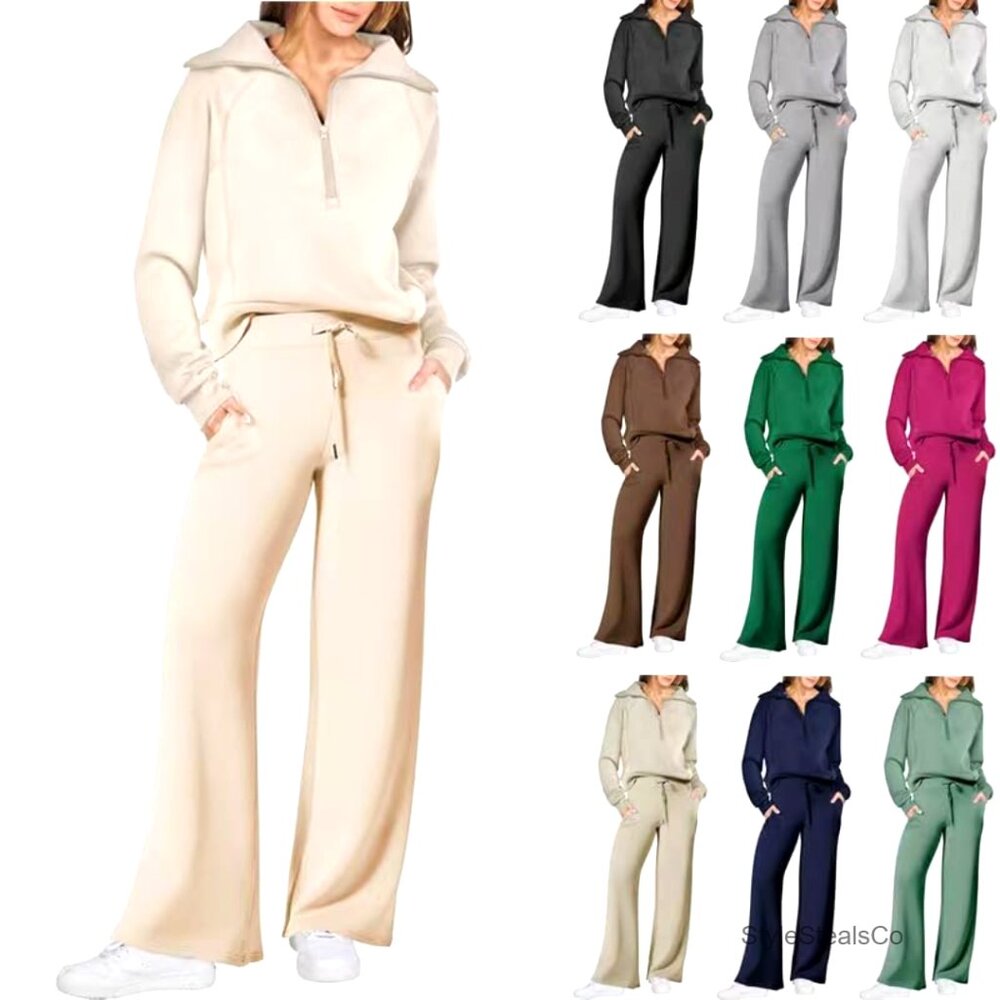 Medium Polyester Lounge Set With Half Zip Top And… - image 6